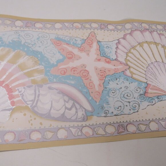 "Sea Mist" Sea Shells Wallpaper Border (2) Rolls #2 - Picture 2 of 10